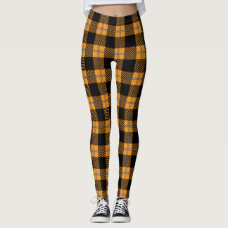Leggings Légendes de plaid d'Halloween noir et orange