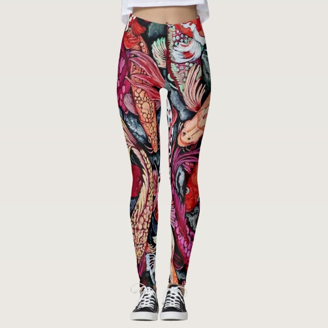 Leggings Légendes de poissons de Koi (Devant)