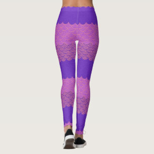 Leggings Légendes de queue de sirène - rose et violet