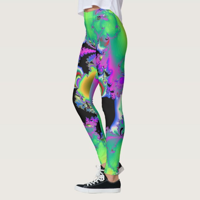 Leggings Légendes de style abstrait fractal. Couleurs folle (Gauche)