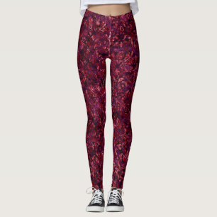 Leggings Légendes de velours brulé rouge