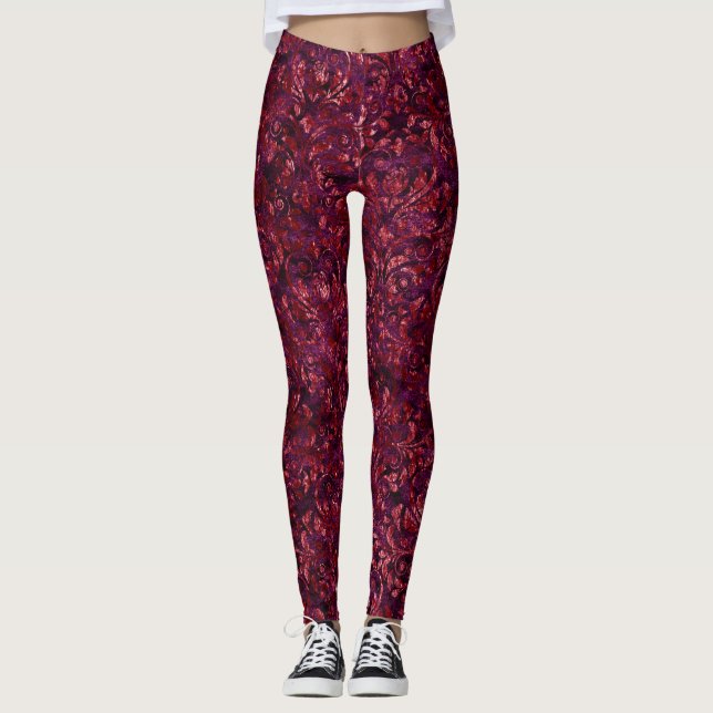 Leggings Légendes de velours brulé rouge (Devant)