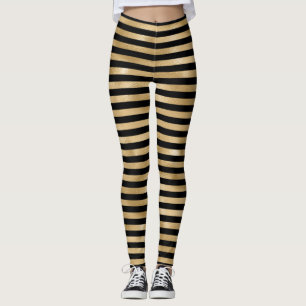 Leggings Légendes des femmes tripées de noir et d'or