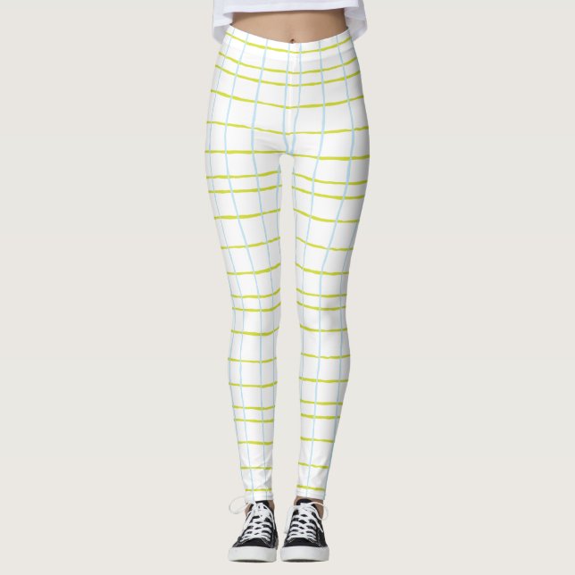 Leggings Légendes Design Plaid bleu/vert (Devant)
