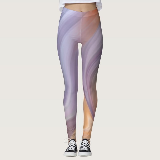 Leggings Légendes d'impression d'art liquide orange violet (Devant)