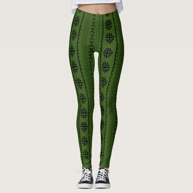 Leggings Légendes d'impression de boue africaine (Devant)
