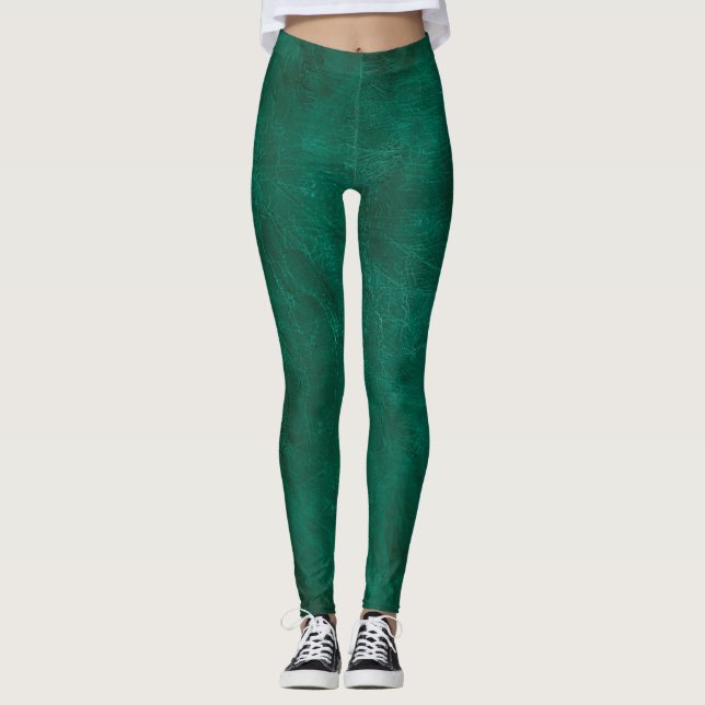 Leggings Légendes en cuir vert désossé (Devant)