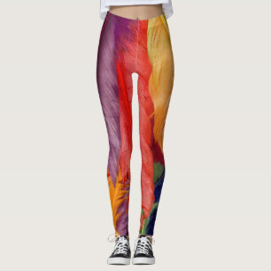 Leggings Légendes en plumes colorées