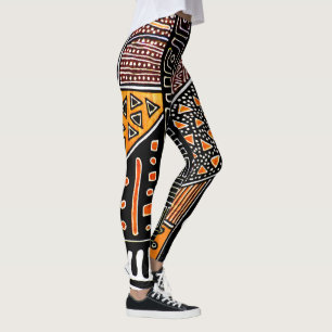 Leggings Légendes en tissu de boue Brown-orange