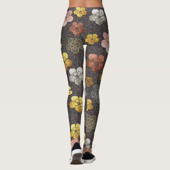 Leggings Légendes florales flatteuses sur les tons bijoux f (Dos)