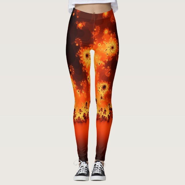 Leggings Légendes fractales de la flamme solaire (Devant)