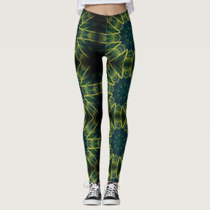Leggings Légendes géométriques à contraste vert jaune