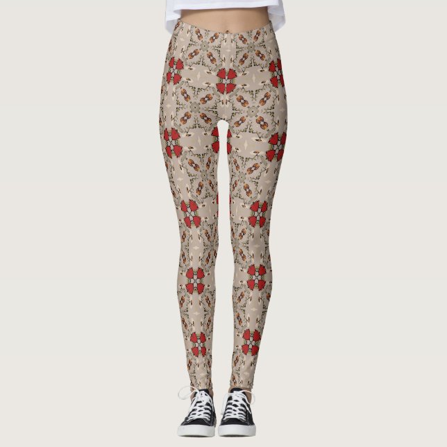 Leggings Légendes géométriques tulipes rouges (Devant)