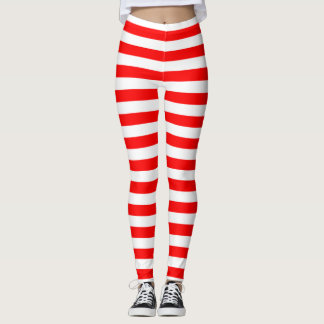 Leggings Légendes horizontales en bande rouge et blanche