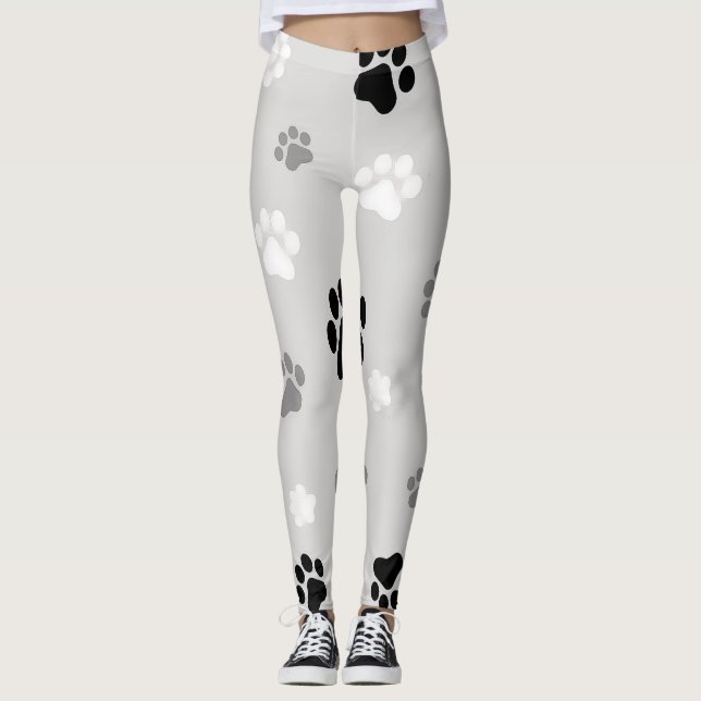 Leggings Légendes imprimées noir, blanc et gris pour chien (Devant)