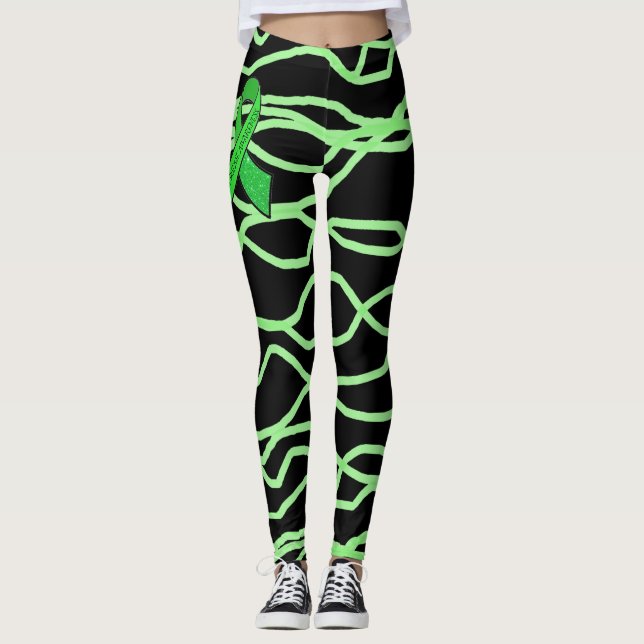 Leggings Légendes Lyme en noir et vert citron (Devant)