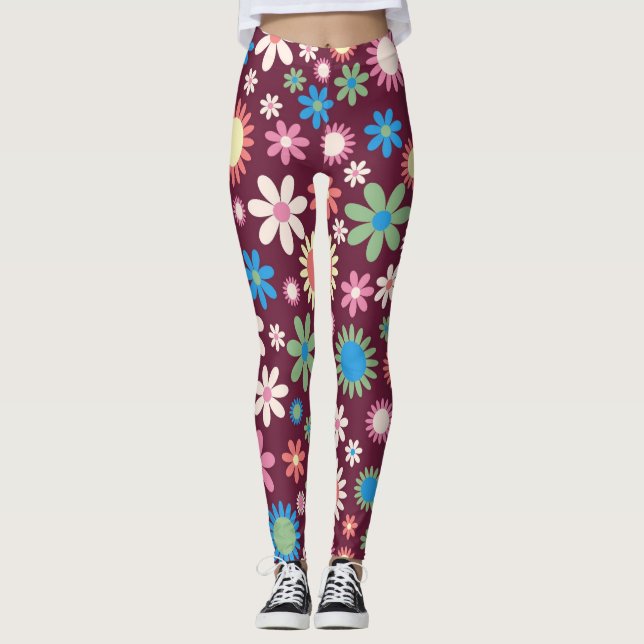 Leggings Légendes Motifs à fleurs des années 60 (Devant)
