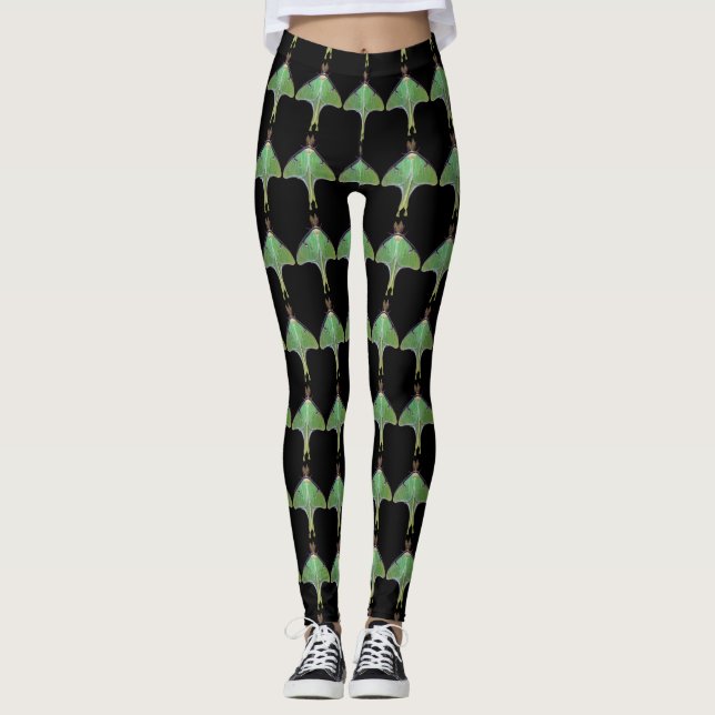 Leggings Légendes Motifs Abstraites Luna Moth verte (Devant)