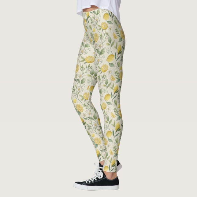 Leggings Légendes Motifs citrons et fleurs (Gauche)