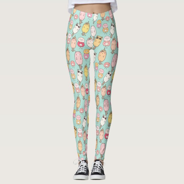 Leggings Légendes Motifs de crème glacée mignonne (Devant)
