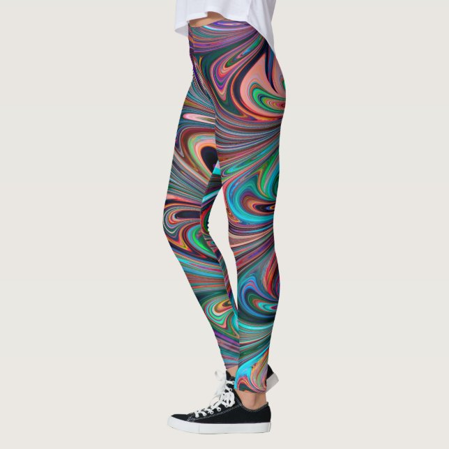 Leggings Légendes Motifs de style torsion à peinture liquid (Gauche)