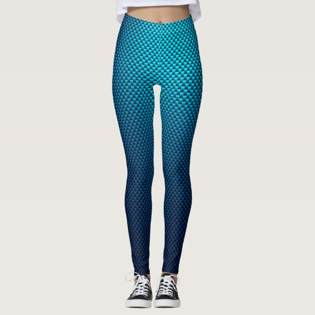 Leggings Légendes motifs en fibre de carbone bleue (Devant)