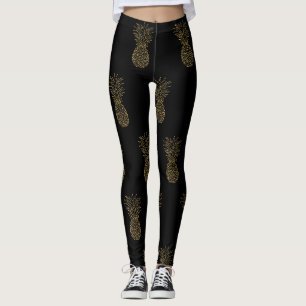 Leggings Légendes noires Ananas métallique en or