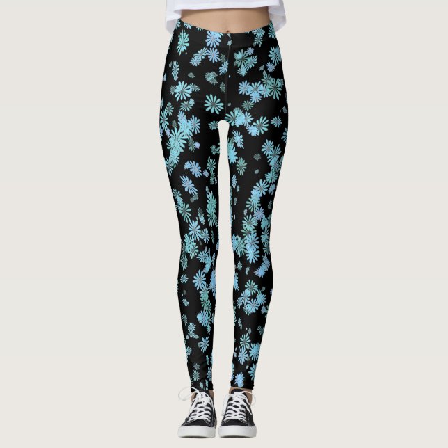 Leggings Légendes noires violettes et bleues cool (Devant)