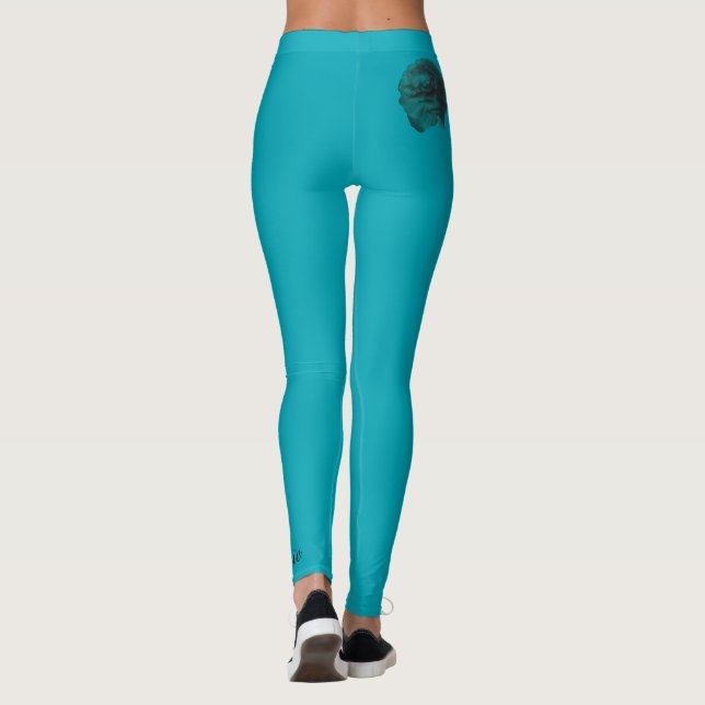 Leggings Légendes personnalisées bleues, Rose Turquoise et  (Dos)
