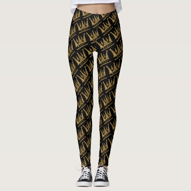 Leggings Légendes personnalisées Couronne dorée (Devant)