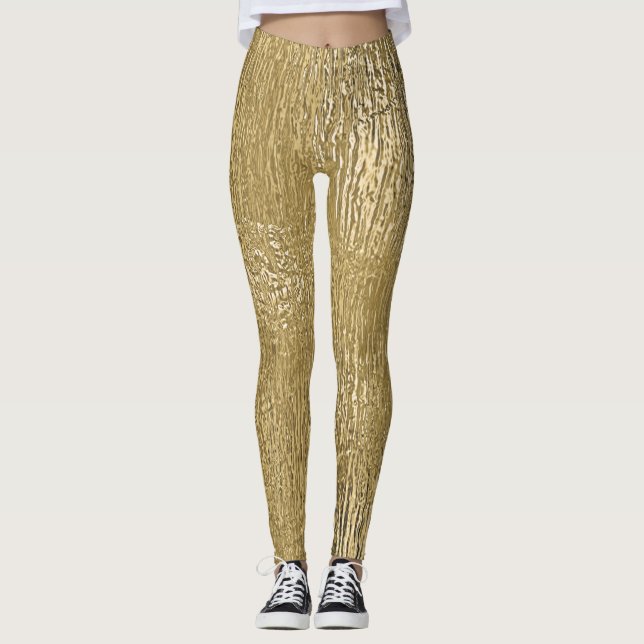 Leggings Légendes texturées de métal brillant Gold Faux (Devant)