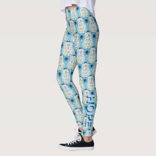 Leggings Léger Bleu de sensibilisation Ruban Papillon d'art