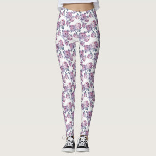 Leggings Légères Jambes de fleurs violettes