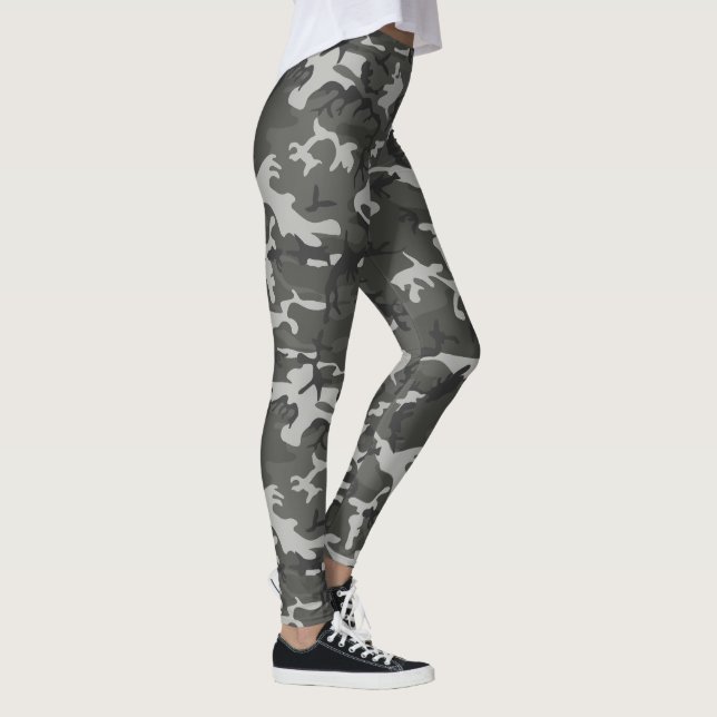 Leggings Leggations personnalisées en camo gris et noir (Droite)