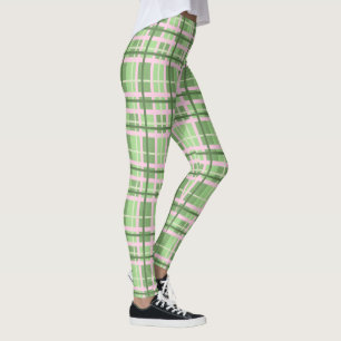 Leggings Leggings-Green Plaid