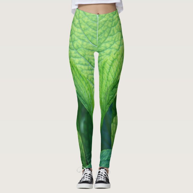 Leggings Leggins à feuilles vertes (Devant)