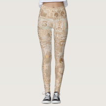 Leggins Beige Funky Artistique Alternative Motif