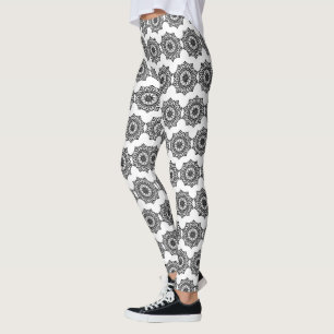 Leggings Leggins Mandala noirs et blancs