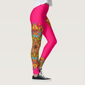 Leggings Leggins Mandala Roses Colorés