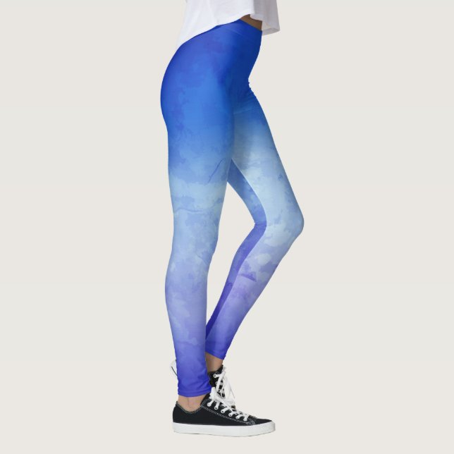 Leggings Legs d'aquarelle bleu Ombre (Droite)