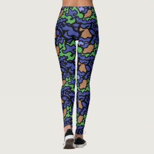 Leggings Legs de yoga motif orange bleu vert d'origine