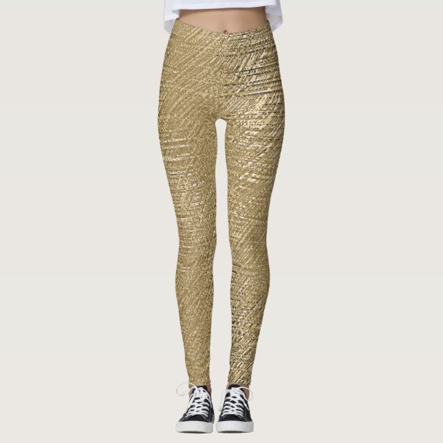 Leggings Legs texturés métalliques brillants Gold Faux (Devant)