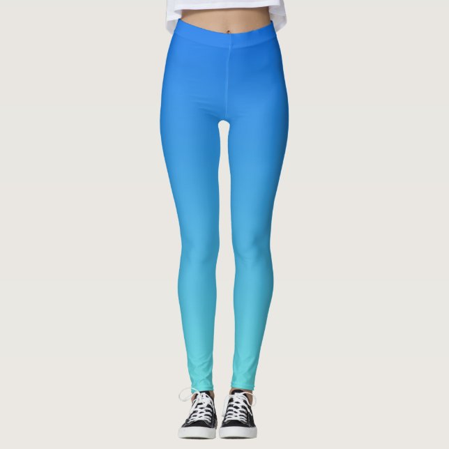 Leggings Legs Tout-Sur-Imprimé Ombre bleu Aqua Gradient (Devant)