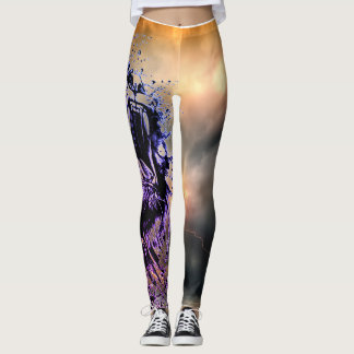 LEGGINGS LÉGUMES AVEC TIGRE PEINT ET CIEL DE TEMPÊTE