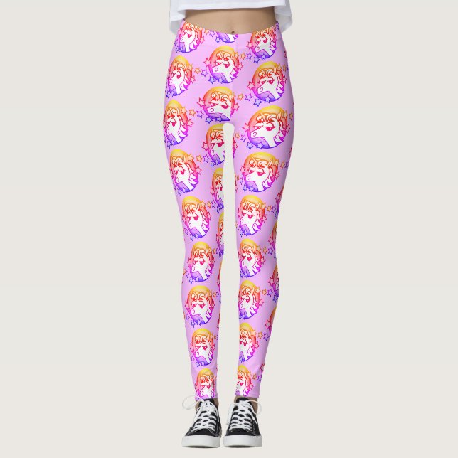 LEGGINGS LÉGUMES MOTIFS UNICORN DE COULEUR CLAIRE (Devant)