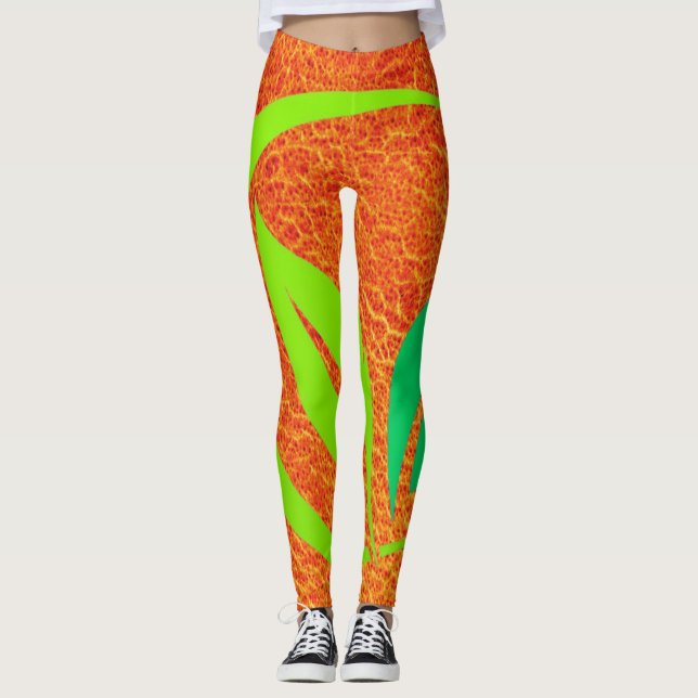 Leggings Légumineuses à feuilles d'harmonie verte (Devant)