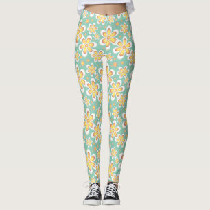 Leggings légumineuses à fleurs à motif jaune