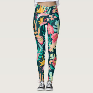 Leggings Légumineuses à fleurs tropicales