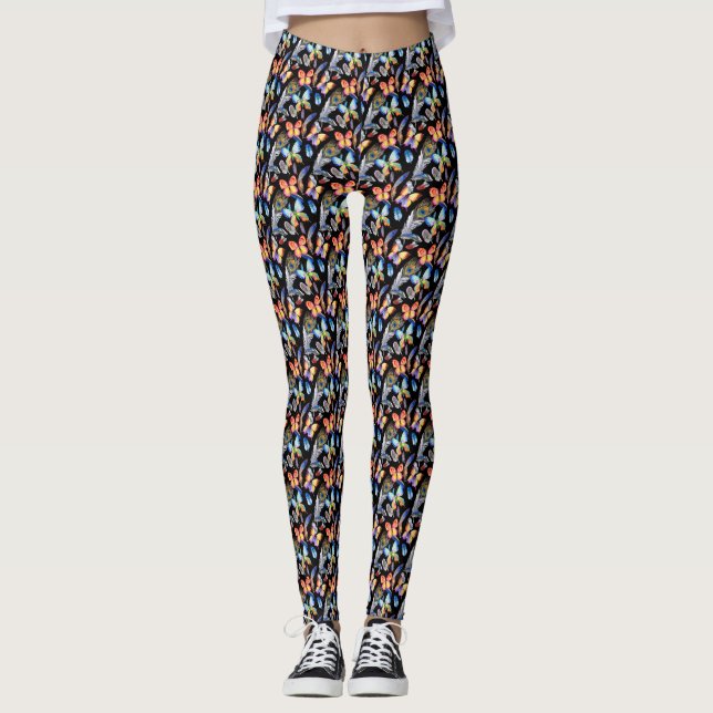 Leggings Légumineuses à papillon d'aquarelle pour femmes (Devant)