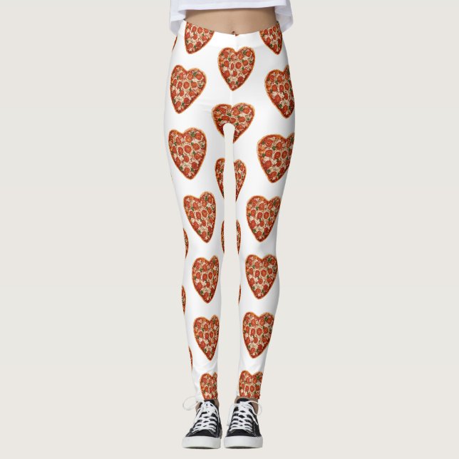 Leggings légumineuses à pizza en forme de coeur (Devant)